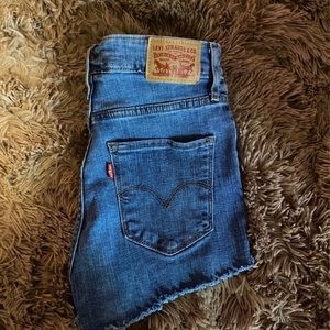 Levi high waisted distressed denim shorts